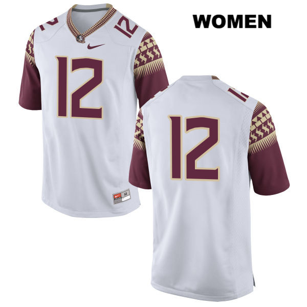 Women's NCAA Nike Florida State Seminoles #12 Arthur Williams College No Name White Stitched Authentic Football Jersey BEA4369XH